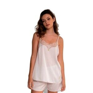 Women Pajama Set Cami Short White Satin Small Sleepwear Bridal